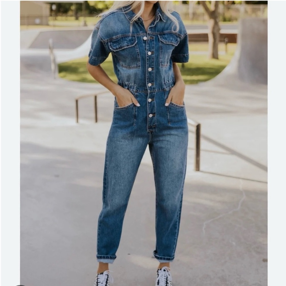 Free people denim jumpsuit
